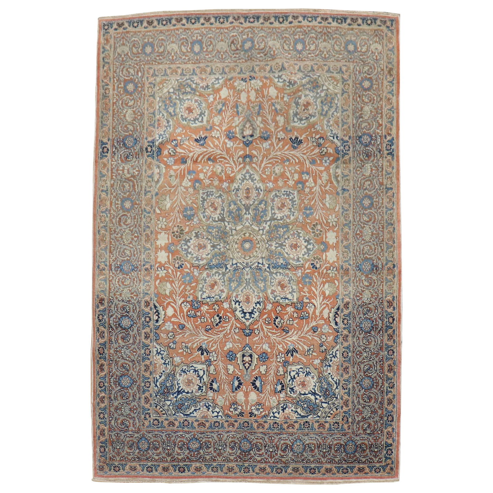 Vintage Persian Tabriz Rug Wool Copper Color 49x70 Inches: Vintage Persian Tabriz Rug Wool Copper Color 49x70 Inches Experience the timeless elegance of this classic Persian Tabriz rug, expertly hand-woven from high-quality wool. Featuring a stunning copper c