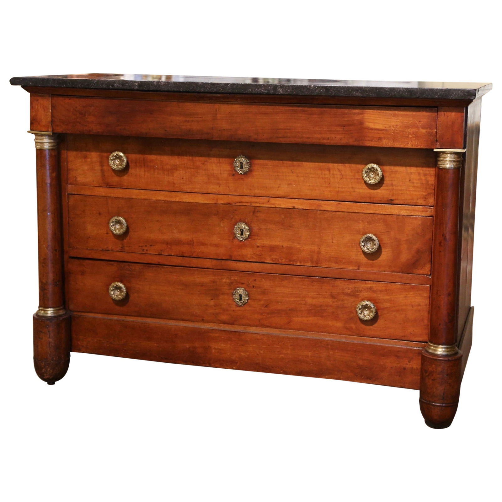 19th Century French Empire Walnut Commode with Marble Top (1 of 16)