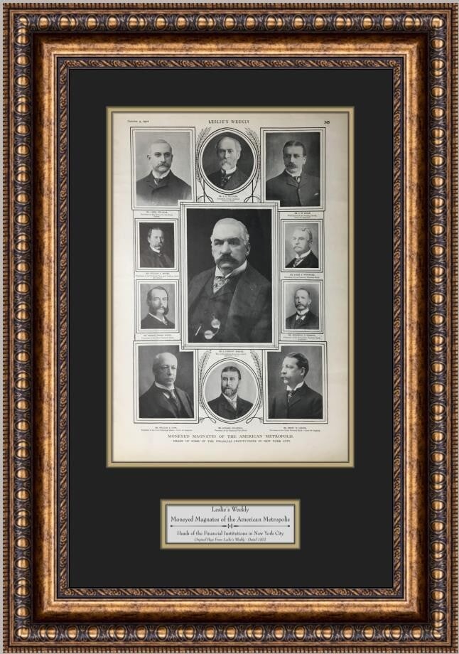 J.P. Morgan Moneyed Magnates 1902 Custom Framed Art with Engraved Plaque (1 of 3)