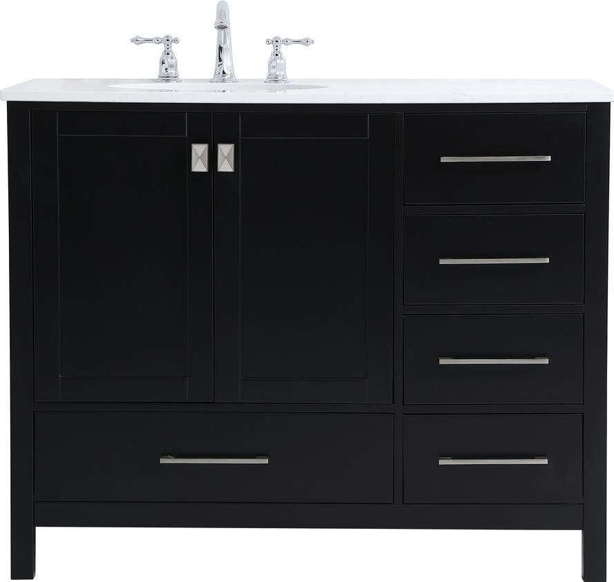 Elegant Lighting 42 Inch Black Bathroom Vanity Brushed Nickel Finish: Elegant Lighting 42 Inch Black Bathroom Vanity Brushed Nickel Finish Elevate your bathroom with this sophisticated 42" black bathroom vanity. Crafted with a contemporary style, this vanity features a