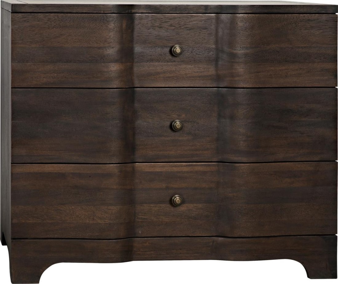 Noir Claudie Chest of Drawers Blue Ebony Walnut Finish: Noir Claudie Chest of Drawers Blue Ebony Walnut Finish Introducing the Traditional Claudie Ebony Walnut Chest, a stunning piece that combines functionality and elegance. This chest offers ample storag