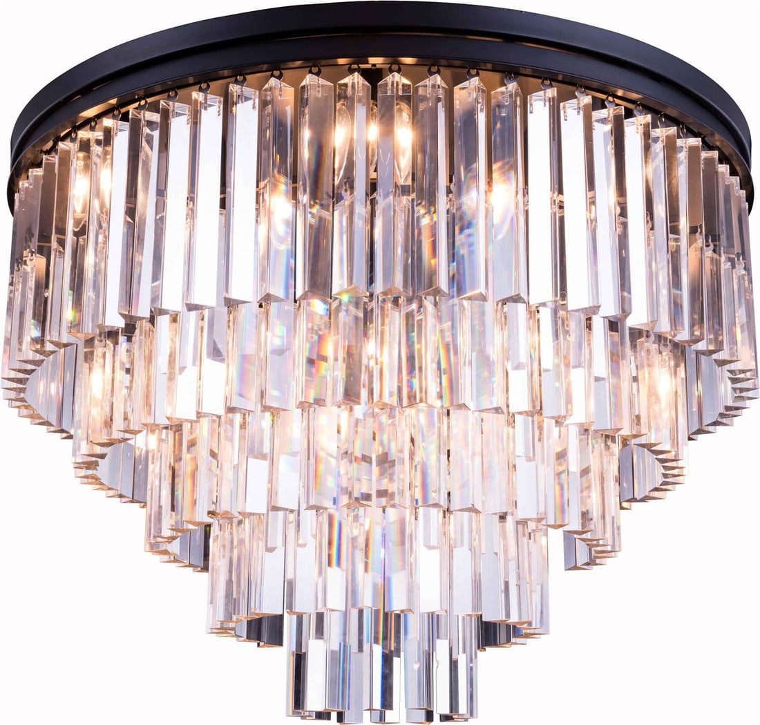 Elegant Lighting Sydney Mocha Brown Crystal Flush Mount Light: Elegant Lighting Sydney Mocha Brown Crystal Flush Mount Light Illuminate your space with this exquisite Mocha Brown Crystal Flush Mount light fixture. Designed in a transitional style, it features a s