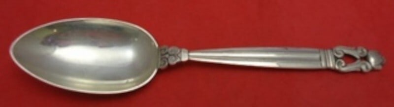 Georg Jensen Acorn Sterling Silver Dinner Spoon 8 inch Heirloom: Georg Jensen Acorn Sterling Silver Dinner Spoon 8 inch Heirloom This exquisite dinner spoon is crafted from high-quality sterling silver and features the elegant Acorn pattern by Georg Jensen. Measuri