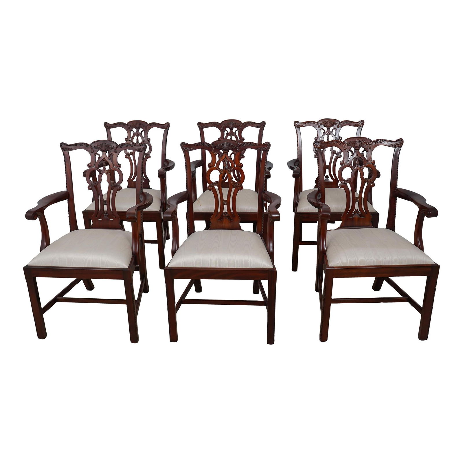 Set of 6 Maitland Smith Chippendale Mahogany Dining Armchairs (1 of 10)