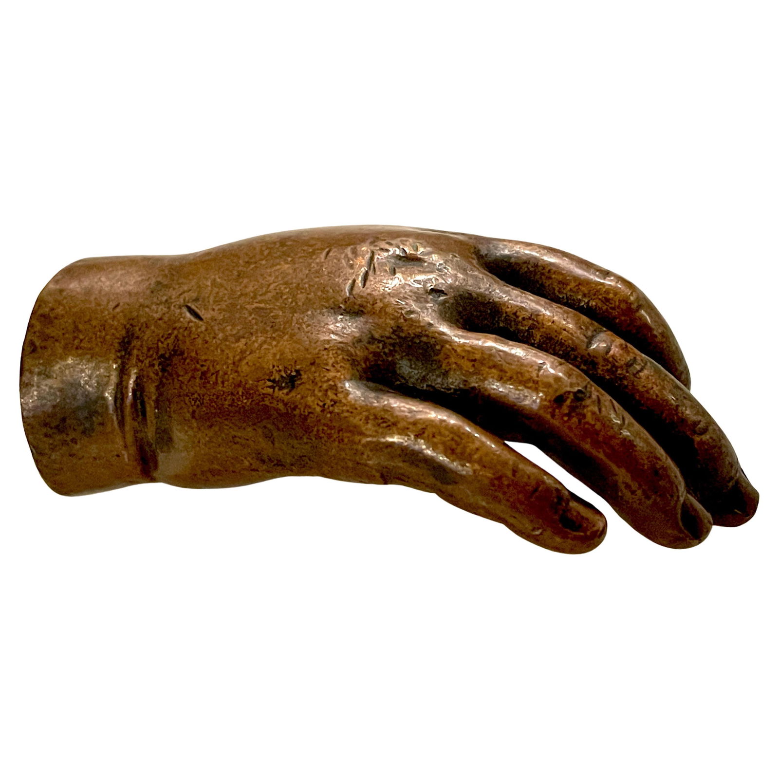 19th Century Signed Brooks Bronze Anatomical Hand Sculpture: 19th Century Signed Brooks Bronze Anatomical Hand Sculpture This exquisite 19th-century bronze sculpture is an anatomical model of a human hand, created by the artist known as 'Brooks' circa 1875. It