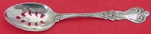 Alvin Majestic Sterling Silver Pierced Serving Spoon 9-Hole 8 1/4": Alvin Majestic Sterling Silver Pierced Serving Spoon 9-Hole 8 1/4" This exquisite serving spoon from the Majestic pattern by Alvin is crafted from high-quality sterling silver. The slotted design feat
