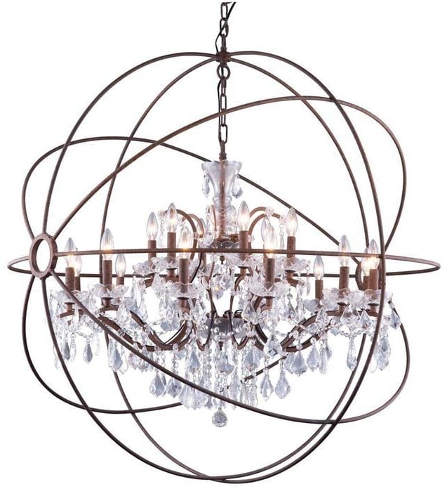 Elegant Lighting Geneva Collection 18-Light Rustic Pendant Chandelier: Elegant Lighting Geneva Collection 18-Light Rustic Pendant Chandelier Illuminate your space with the Geneva Collection 18-Light Rustic Chandelier, designed in a charming antique or vintage style. This