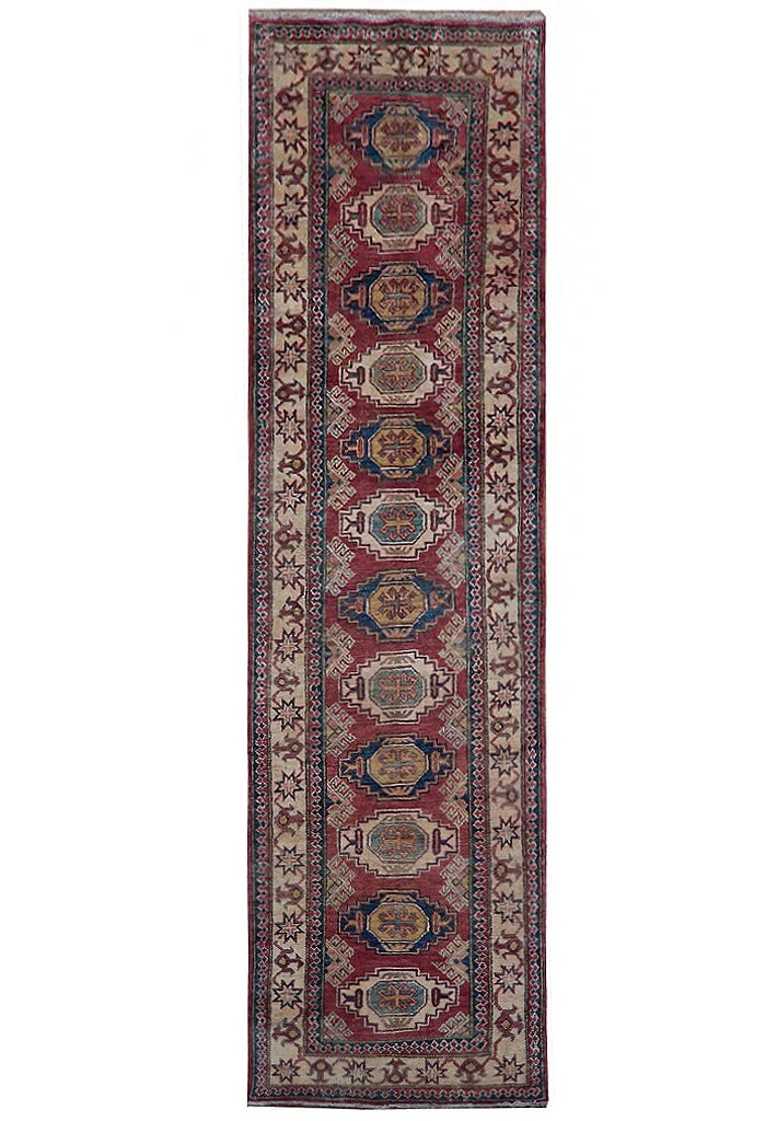 9' Handmade Kazak Runner Wool Area Rug 30 x 113 in: 9' Handmade Kazak Runner Wool Area Rug 30 x 113 in Free continental US Shipping Transform your space with the stunning 9' Feet Handmade Kazak Runner, a perfect blend of tradition and elegance. This ex