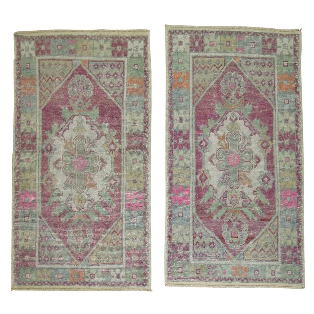 Zabihi Collection Set of 2 Mid-20th Century Turkish Hand-Knotted Rugs: Zabihi Collection Set of 2 Mid-20th Century Turkish Hand-Knotted Rugs Enhance your space with this stunning set of mid-20th century Turkish scatter rugs from the Zabihi Collection. Crafted from high-q