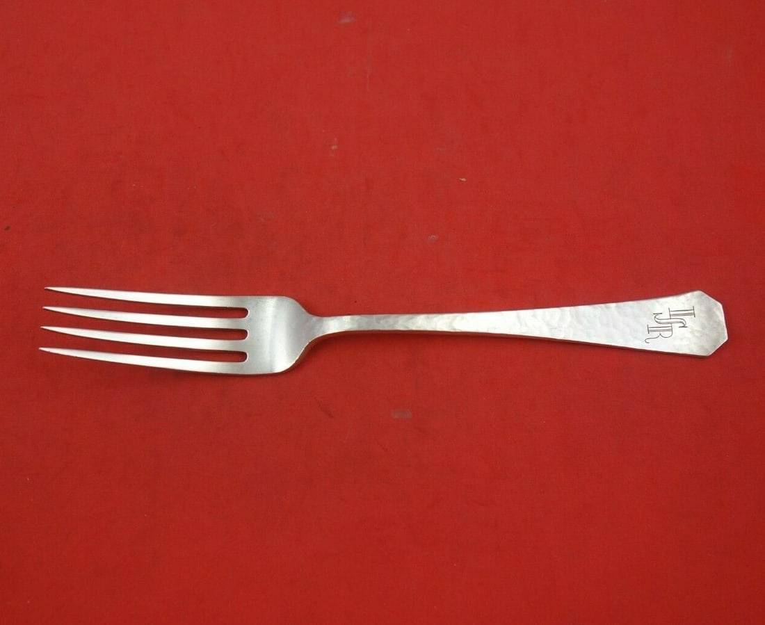 Wallace San Juan Sterling Silver Fork 7 1/4 Inch Monogrammed Flatware: Wallace San Juan Sterling Silver Fork 7 1/4 Inch Monogrammed Flatware This exquisite sterling silver regular fork features the elegant San Juan pattern by Wallace. Measuring 7 1/4 inches in length, th
