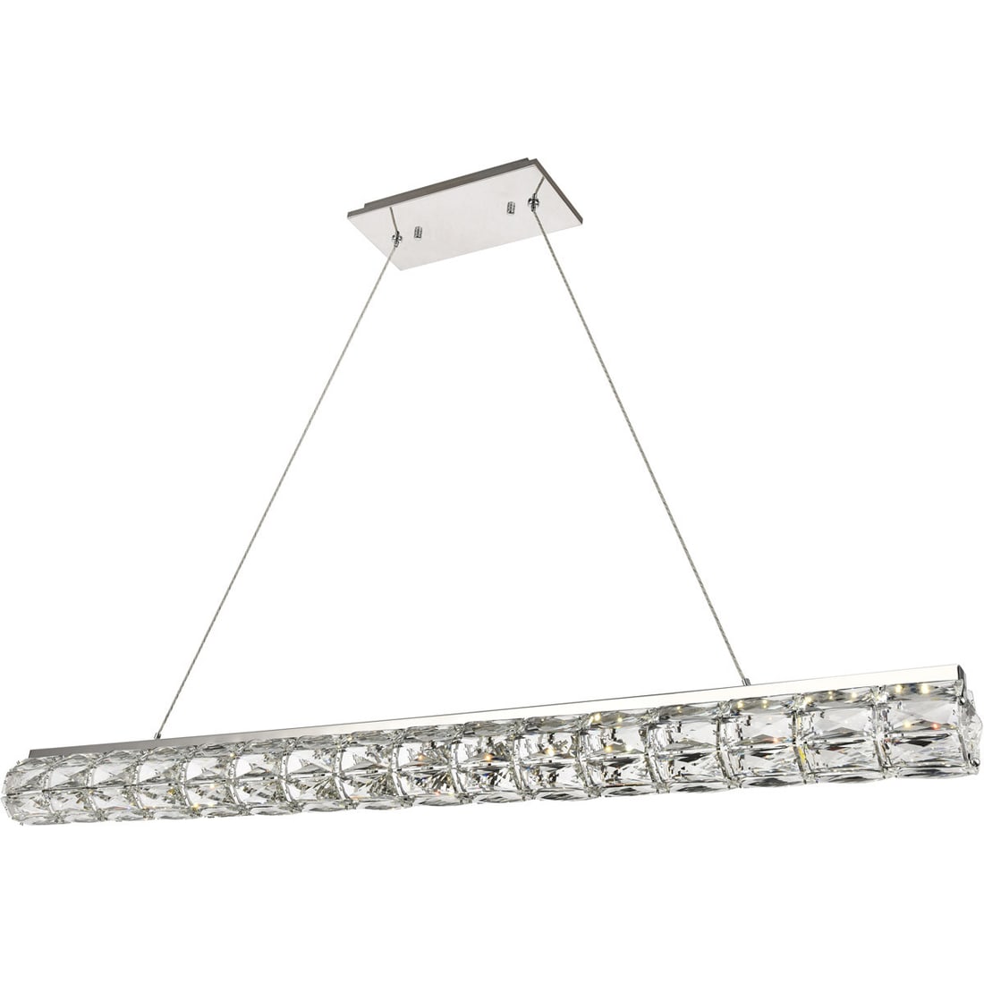 Elegant Valetta 48 Inch Chrome Crystal LED Chandelier Fixture: Elegant Valetta 48 Inch Chrome Crystal LED Chandelier Fixture Illuminate your space with this stunning 48-inch Crystal Chandelier Light Fixture. Designed in a modern style, this chandelier features a