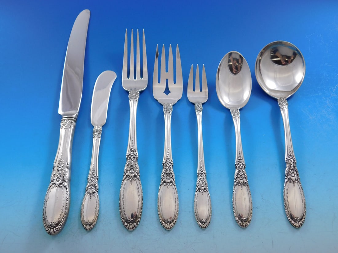 Towle Old Mirror Sterling Silver Flatware Set for 12 - 89 Pieces with Storage Chest: Towle Old Mirror Sterling Silver Flatware Set for 12 - 89 Pieces with Storage Chest Enhance your dining experience with the exquisite Old Mirror Sterling Silver Flatware Set by Towle. This service for