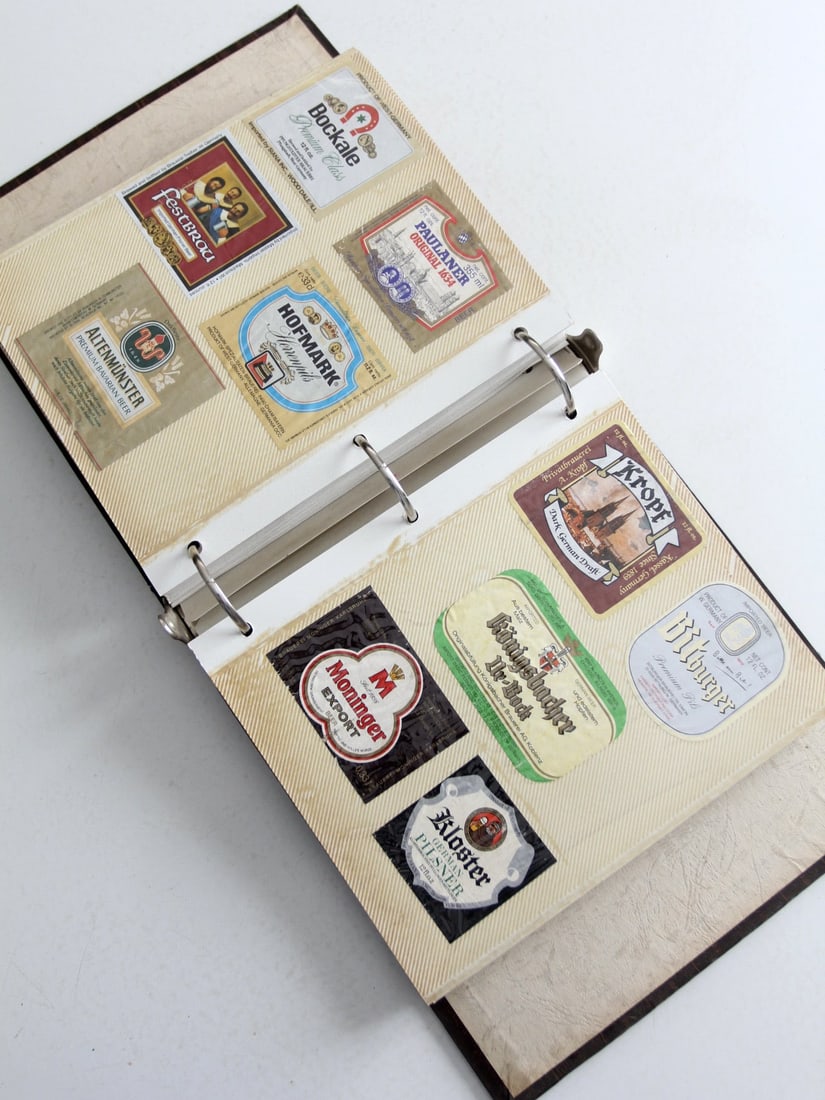 Vintage Beer and Scotch Labels Collection in Photo Book: Vintage Beer and Scotch Labels Collection in Photo Book Explore a unique collection of vintage beer and scotch branding labels, meticulously organized in a classic photo book. This assortment showcase