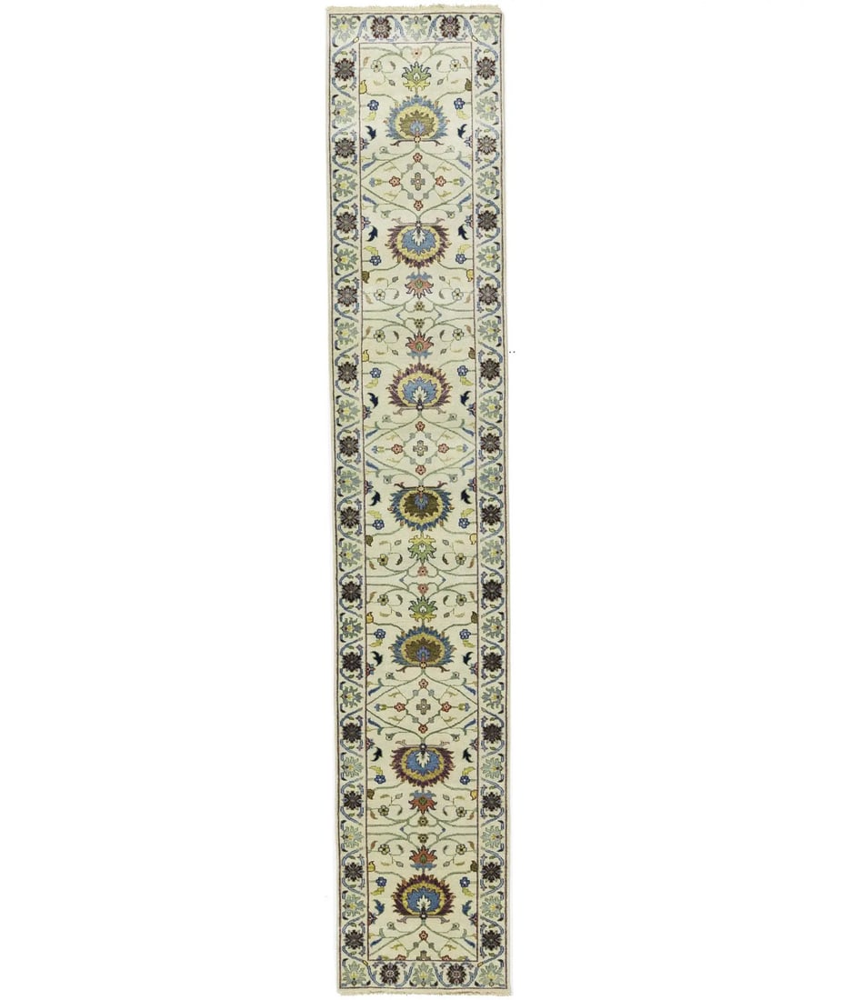 Peshawar Chobi Floral Runner Rug Hand-Knotted Wool 2'5 x 13'7: Peshawar Chobi Floral Runner Rug Hand-Knotted Wool 2'5 x 13'7 This exquisite Peshawar Chobi Runner Rug features a stunning floral design that perfectly complements both traditional and modern interior