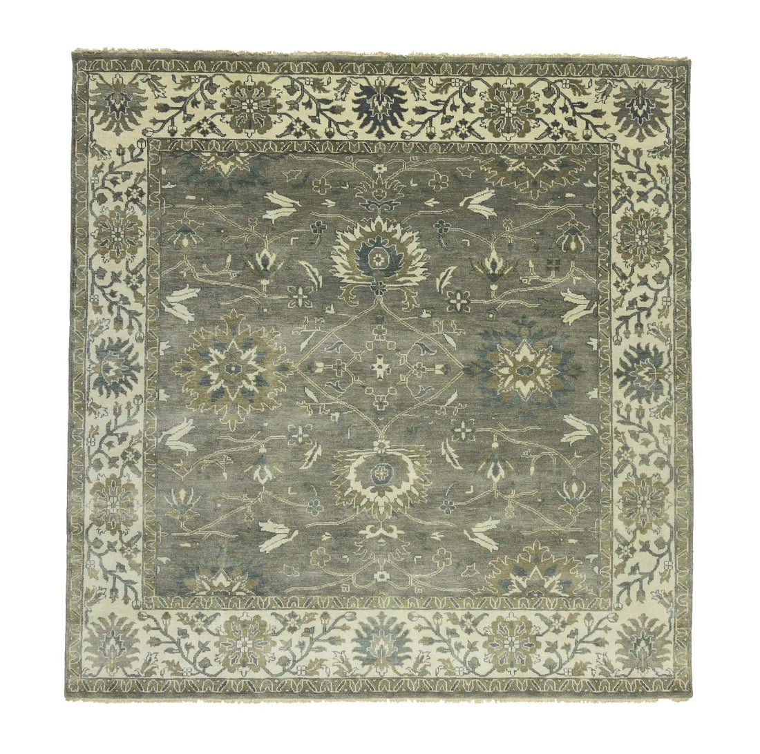 Oriental Peshawar Osh Chobi Floral Wool Square Rug 7'10 x 8'0: Oriental Peshawar Osh Chobi Floral Wool Square Rug 7'10 x 8'0 Enhance your living space with this stunning Oriental Peshawar Osh Chobi large square rug, measuring 7'10" x 8'0". Crafted from premium wo