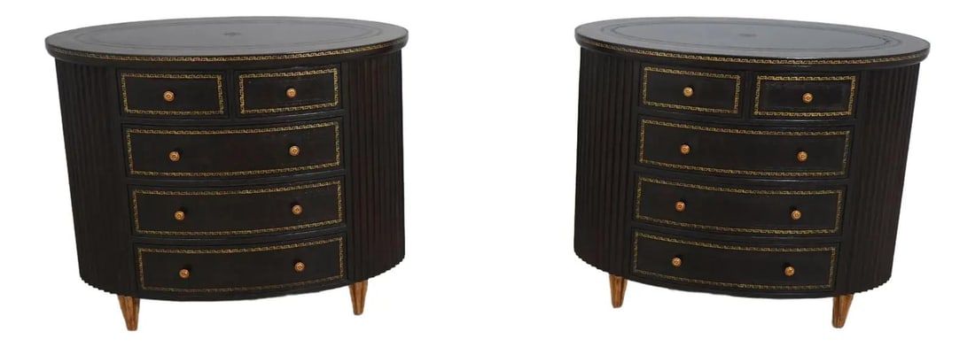 Maitland Smith Leather Wrapped Art Deco Chests Pair: Maitland Smith Leather Wrapped Art Deco Chests Pair This exquisite pair of Maitland Smith Art Deco modern design leather chests showcases quality craftsmanship and timeless elegance. Each chest is bea