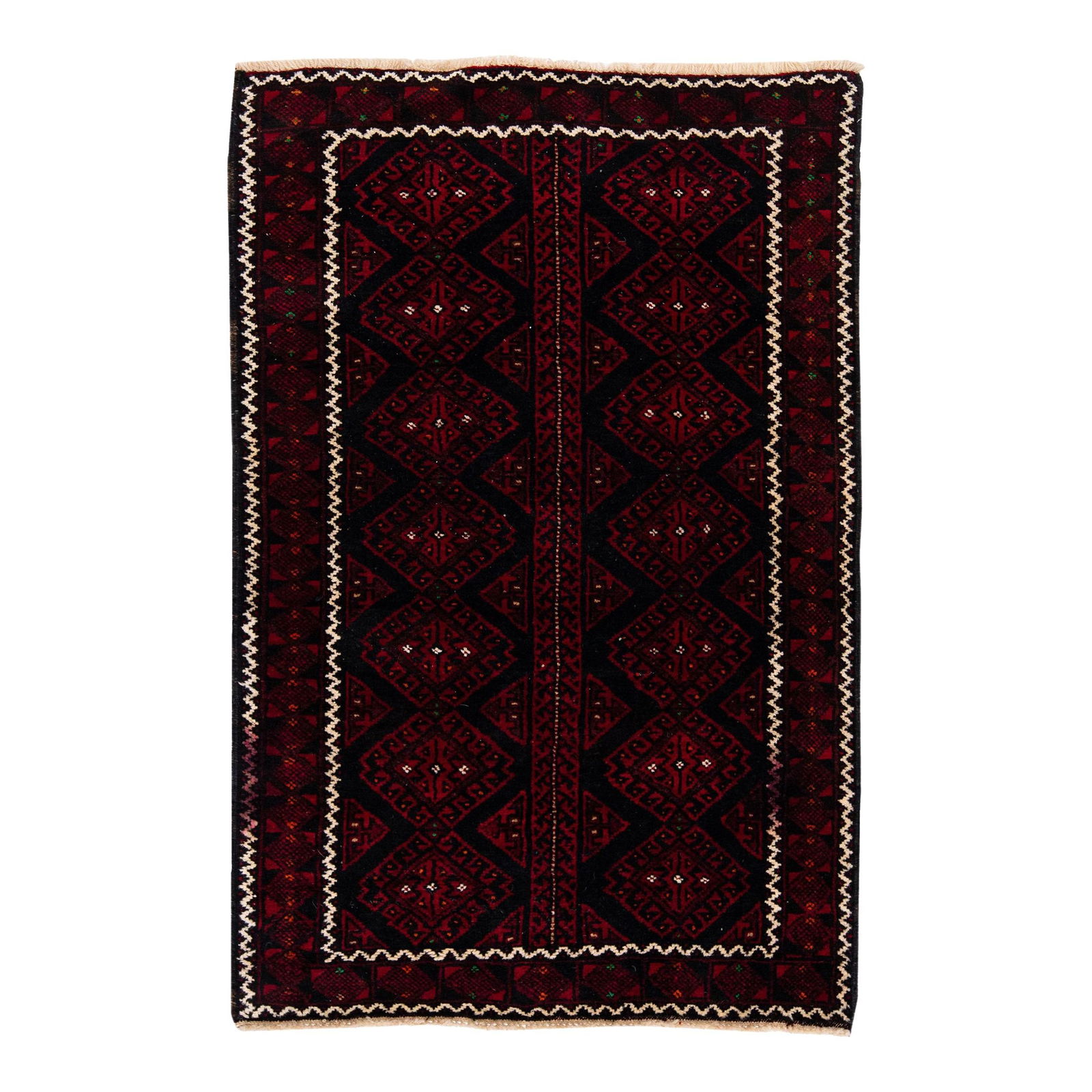 Vintage Persian Shiraz 4x6.1 Red Wool Rug Geometric Design: Vintage Persian Shiraz 4x6.1 Red Wool Rug Geometric Design This exquisite vintage Persian Shiraz rug features a vibrant red color field, beautifully hand-knotted from high-quality wool. The design sho