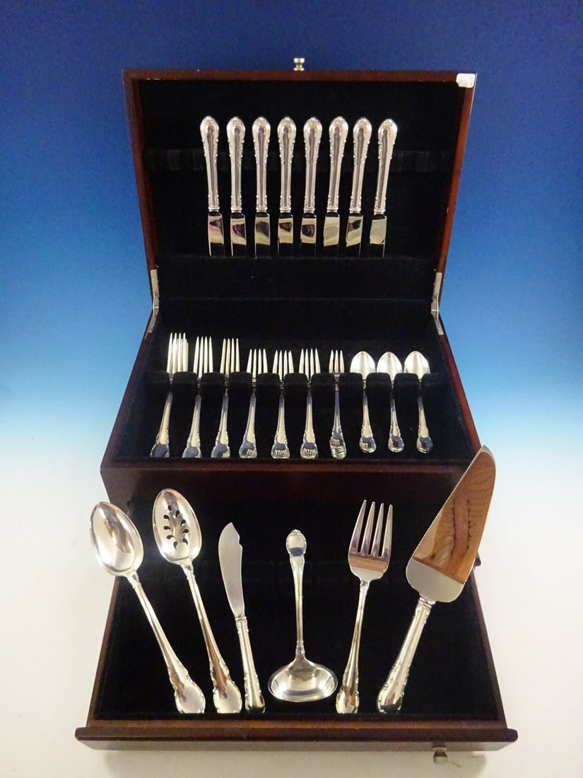 Lunt Modern Victorian Sterling Silver Flatware Set for 8 46 Pieces with Storage Chest (1 of 10)