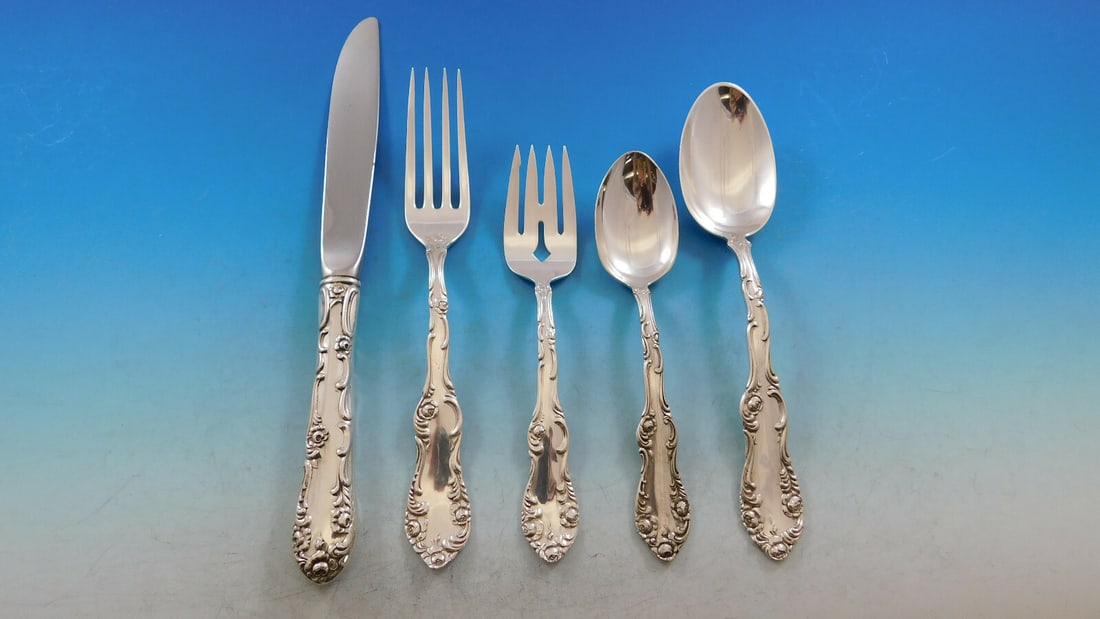 Towle Old English Sterling Silver Flatware Set for 8 45 Pieces with Storage Chest: Towle Old English Sterling Silver Flatware Set for 8 45 Pieces with Storage Chest Enhance your dining experience with this exquisite Old English Sterling Silver Flatware Set by Towle, designed for 8 a