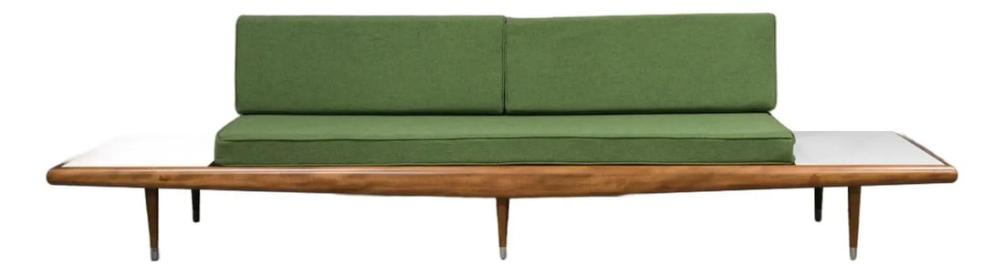1960s Adrian Pearsall Style Green Sofa with Quartz Tables (1 of 9)