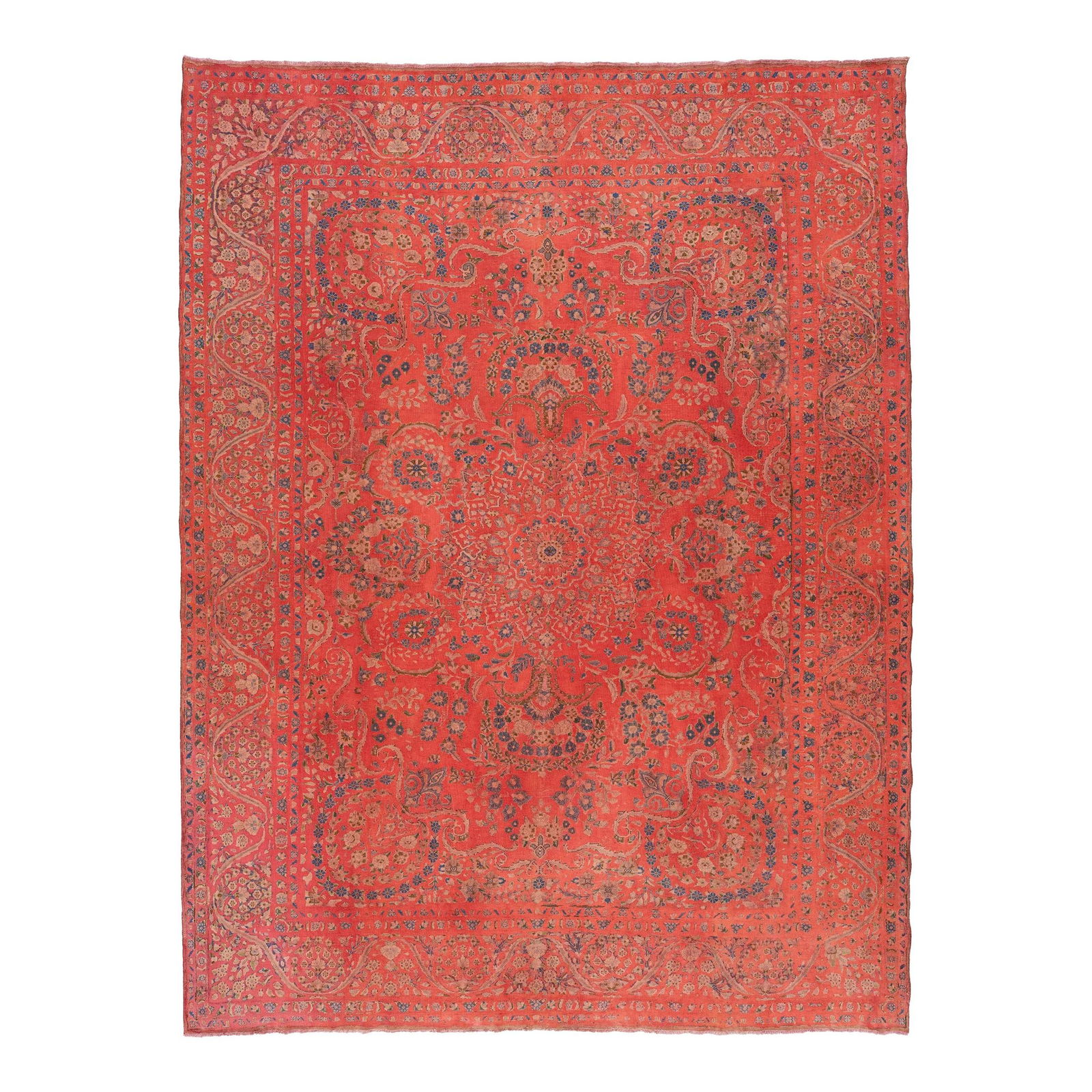 Antique Overdyed Persian Wool Rug 9'10 x 13 Rosette Design: Antique Overdyed Persian Wool Rug 9'10 x 13 Rosette Design Enhance your space with this stunning antique red Overdyed Persian wool rug, showcasing an intricate rosette design highlighted by beautiful