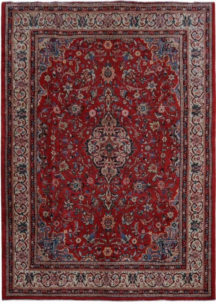 Large 10.2' x 14.5' Red Semi Antique Persian Sarouk Mahal Rug: Large 10.2' x 14.5' Red Semi Antique Persian Sarouk Mahal Rug Free continental US Shipping Enhance your living space with this stunning 10' 2" x 14' 5" Red Semi Antique Persian Sarouk Mahal Rug. Handc