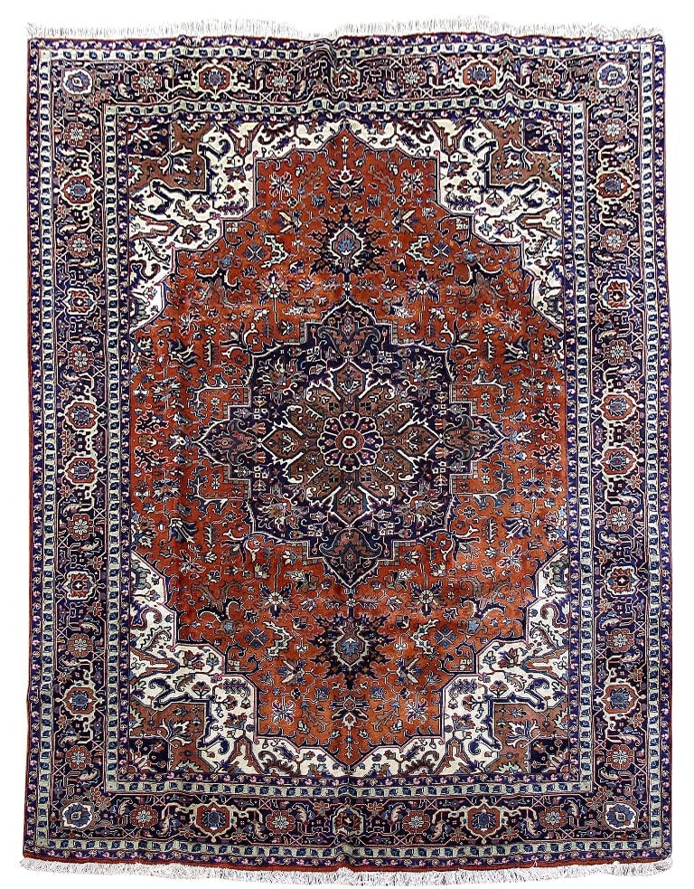 Rust Persian Heriz Rug 9'4 x 12'6 Handcrafted Artistry: Rust Persian Heriz Rug 9'4 x 12'6 Handcrafted Artistry Free continental US Shipping Enhance your living space with this exquisite 9.4 x 12.6 Rust Persian Heriz Rug, handcrafted by skilled Persian arti