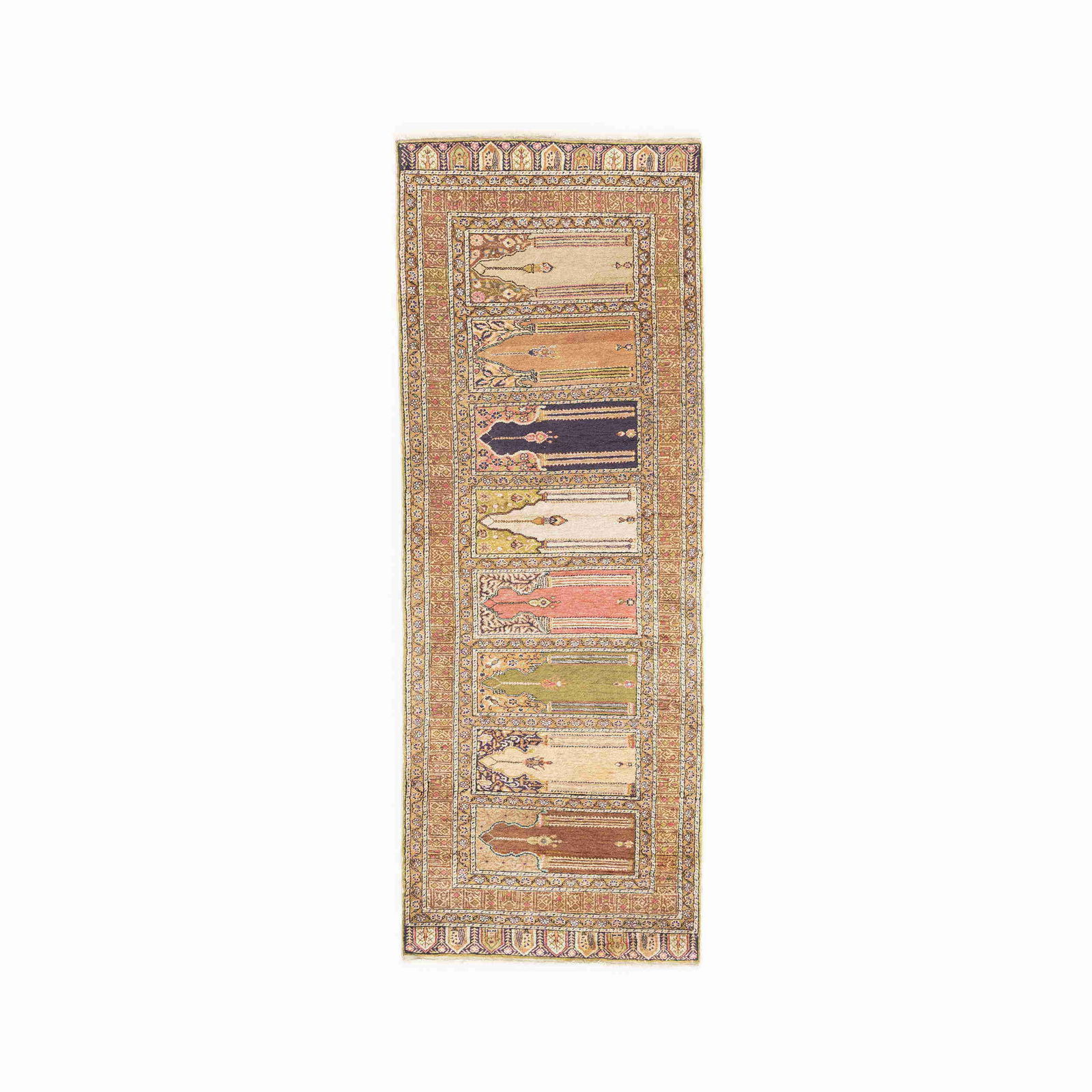 Authentic Handmade Kayseri Carpet Wool on Cotton 33.5 x 91.3: Authentic Handmade Kayseri Carpet Wool on Cotton 33.5 x 91.3 Discover the beauty of this Authentic Handmade Kayseri Carpet, crafted with care and precision. This exquisite piece is made from high-qual