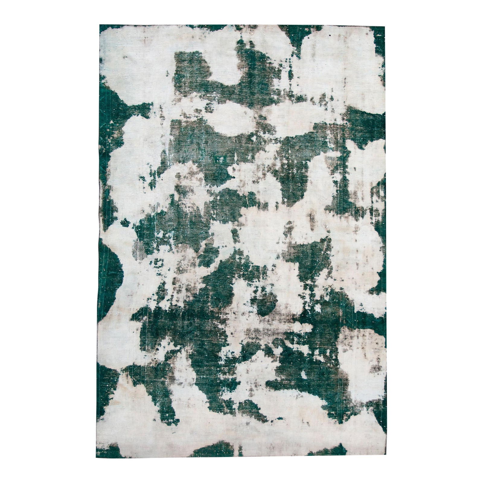 Hand-Knotted Green Vintage Distressed Wool Rug 6'11" x 10'5": Hand-Knotted Green Vintage Distressed Wool Rug 6'11" x 10'5" Discover a beautiful hand-knotted vintage wool rug featuring a stunning green distressed field. Adorned with white accents, this rug showca