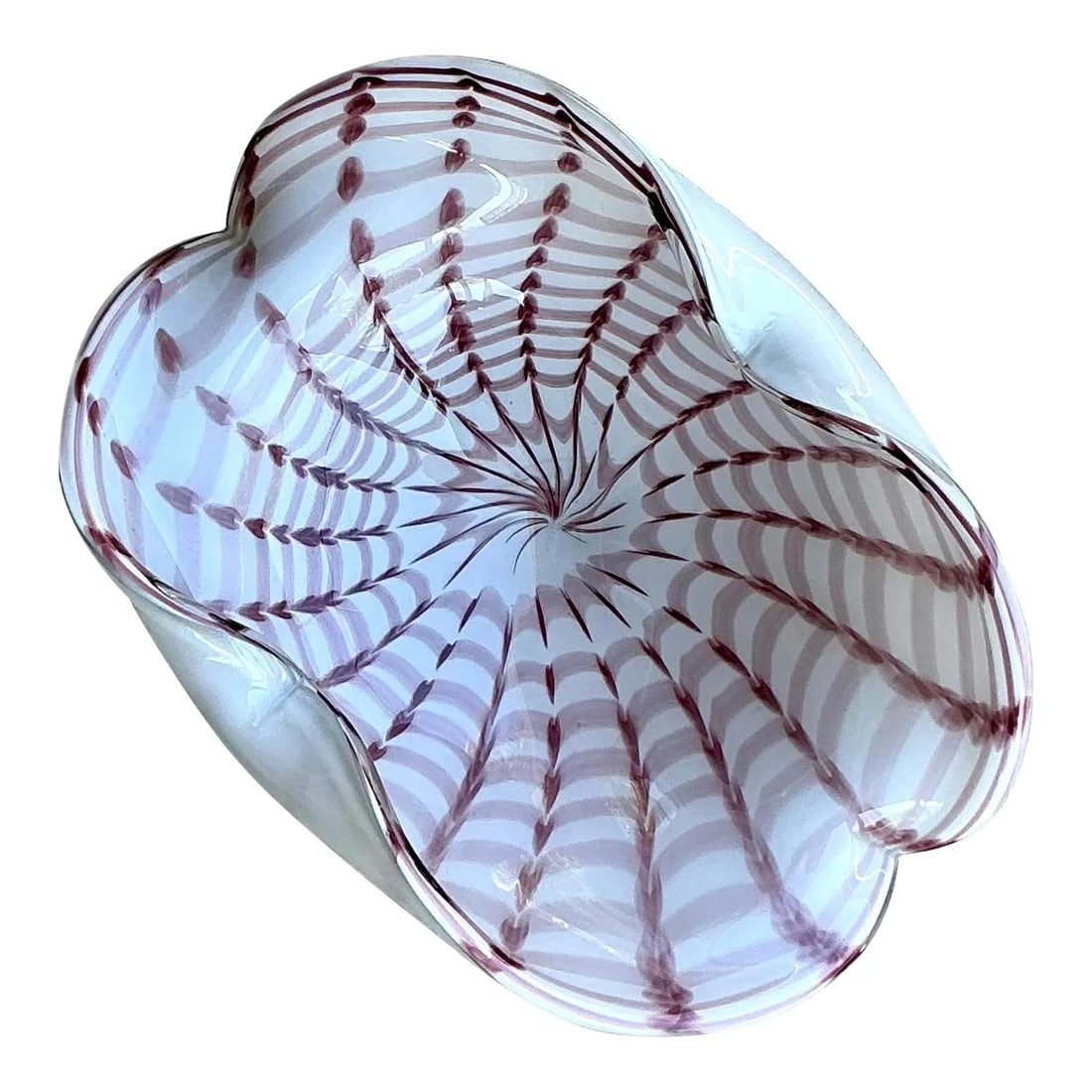 Vintage Murano Style Art Glass Bowl Organic Scalloped Design (1 of 6)