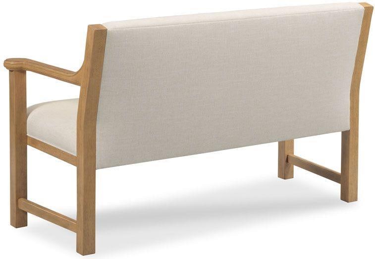 Woodbridge Hayes Settee in Linen Finish 33H 54W 26D: Woodbridge Hayes Settee in Linen Finish 33H 54W 26D Introducing the Modern Hayes Settee, a beautifully crafted piece that combines vintage inspiration with contemporary style. This settee features a r