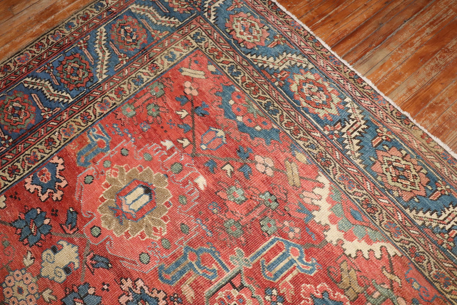 Zabihi Collection Large Antique Persian Heriz Rug 11'3 x 15'6 Hand-Knotted Wool Iran 1920 - 14