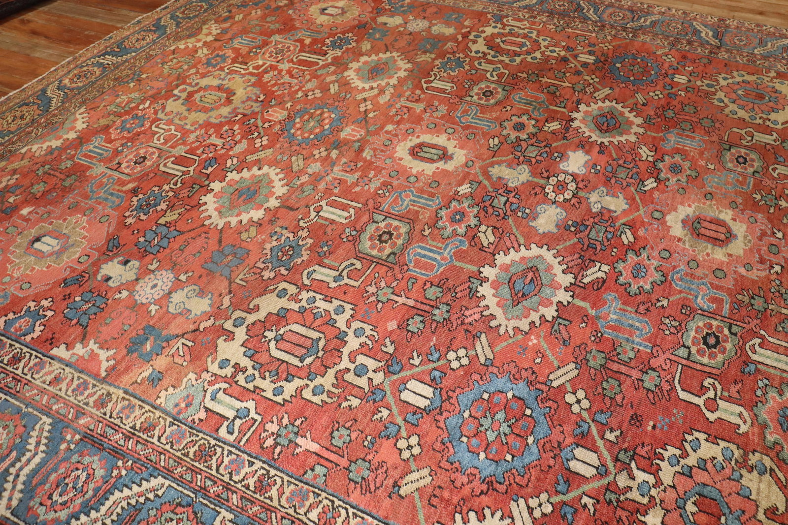 Zabihi Collection Large Antique Persian Heriz Rug 11'3 x 15'6 Hand-Knotted Wool Iran 1920 - 2