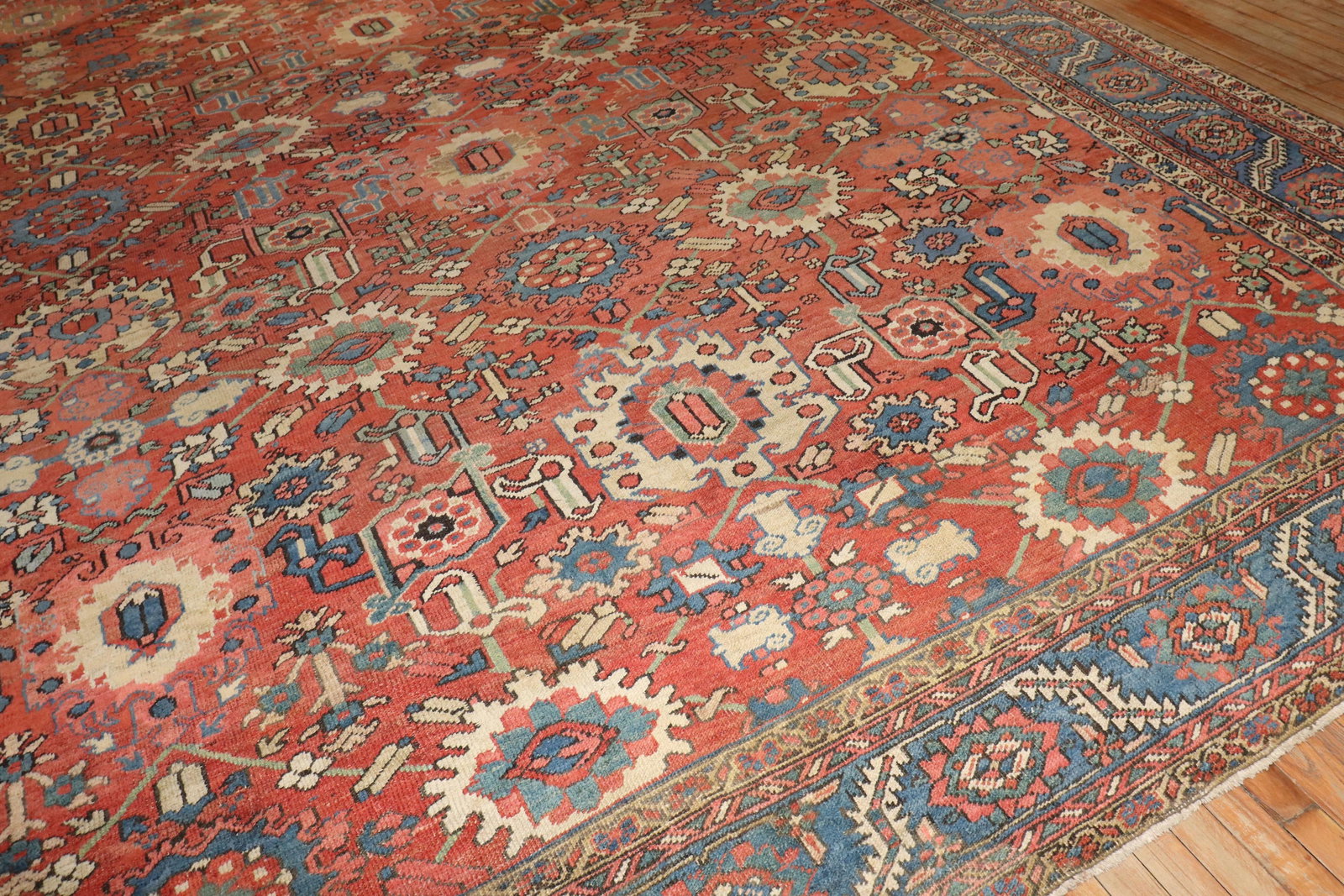 Zabihi Collection Large Antique Persian Heriz Rug 11'3 x 15'6 Hand-Knotted Wool Iran 1920 - 7