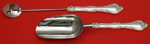 Gorham Alencon Lace Sterling Silver 2pc Bar Serving Set: Gorham Alencon Lace Sterling Silver 2pc Bar Serving Set This exquisite 2-piece bar serving set features the elegant Alencon Lace pattern by Gorham, crafted from high-quality sterling silver. The set i