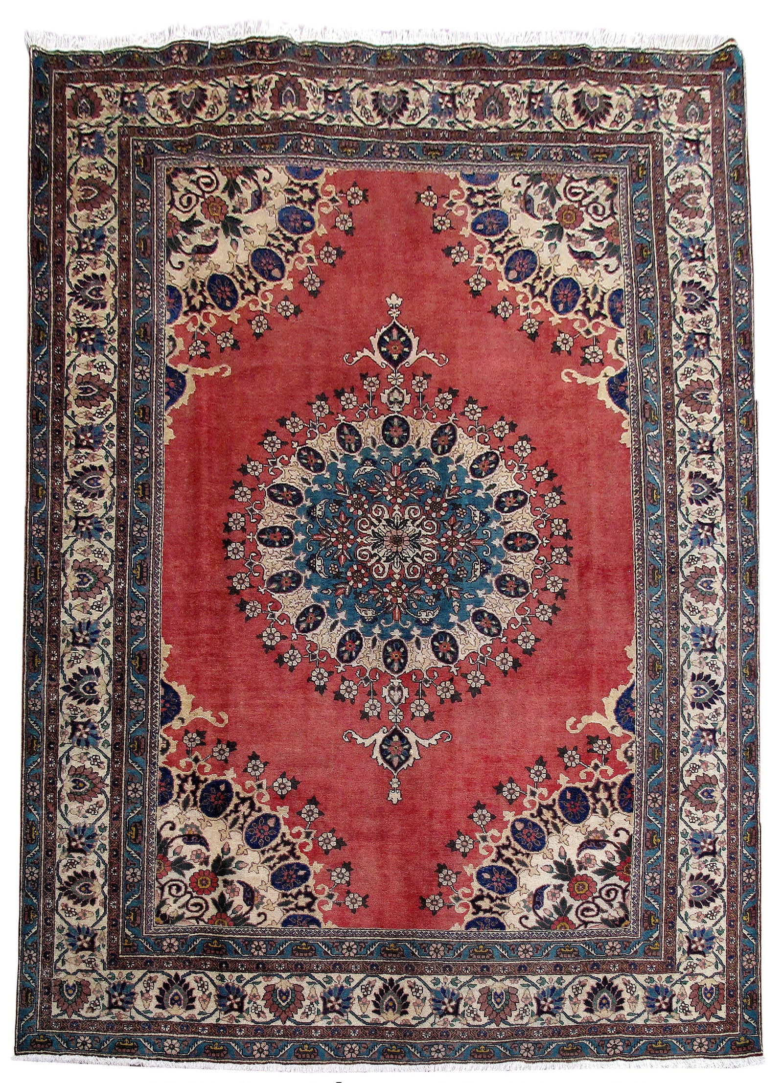 Handwoven 9 x 12.6 Dull Red Persian Tabriz Khoy Rug from Iran: Handwoven 9 x 12.6 Dull Red Persian Tabriz Khoy Rug from Iran Free continental US Shipping Transform your living space with this stunning 9 x 12.6 Dull Red Persian Tabriz Khoy Rug, handcrafted by skil