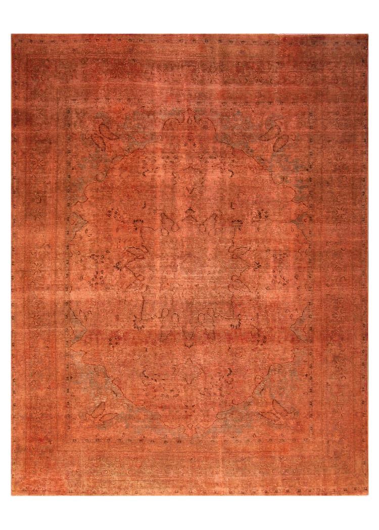 Vintage Mid-20th Century Wool Overdyed Rug 9'5 x 12'4 Brick Red: Vintage Mid-20th Century Wool Overdyed Rug 9'5 x 12'4 Brick Red Enhance your living space with this stunning Mid-20th Century Overdyed Rug. This vintage hand-knotted piece features a beautiful distres