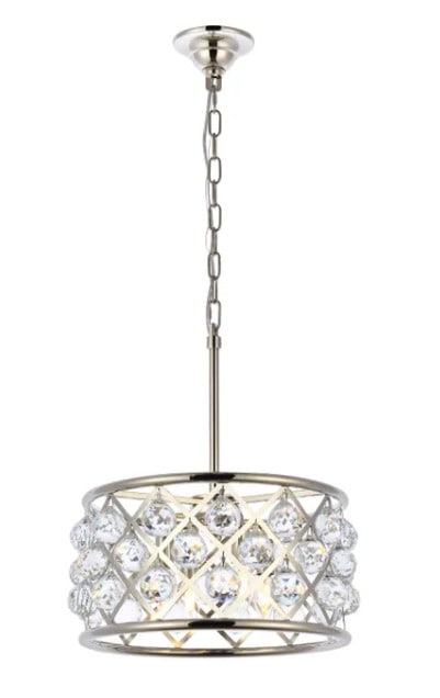 Elegant Lighting Madison 16 inch Polished Nickel Crystal Chandelier Pendant: Elegant Lighting Madison 16 inch Polished Nickel Crystal Chandelier Pendant Illuminate your space with the elegant Madison 16-inch Crystal Pendant Light Fixture. This stunning chandelier features a po