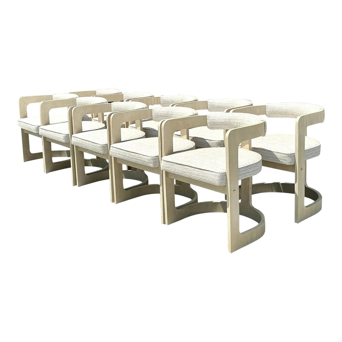 Set of 10 Vintage Kelly Wearstler Zuma Dining Chairs Boho Style: Set of 10 Vintage Kelly Wearstler Zuma Dining Chairs Boho Style Transform your dining area with the exquisite Vintage Boho Kelly Wearstler "Zuma" Dining Chairs. This set of 10 chairs showcases the ico