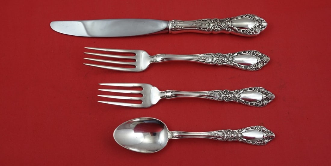 Alvin Prince Eugene Sterling Silver 4-Piece Place Setting: Alvin Prince Eugene Sterling Silver 4-Piece Place Setting Elevate your dining experience with this exquisite 4-piece place setting from the Prince Eugene pattern by Alvin. Crafted from high-quality st