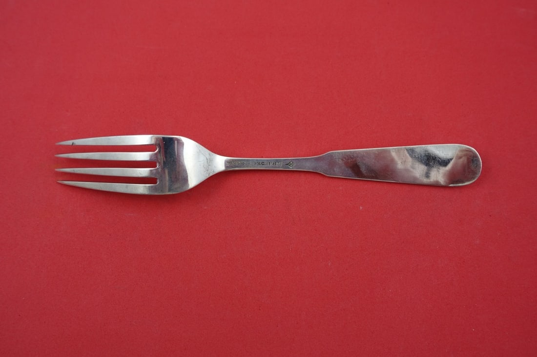 Sterling Silver Regular Fork 7 3/8" Panel Antique Pattern - 2