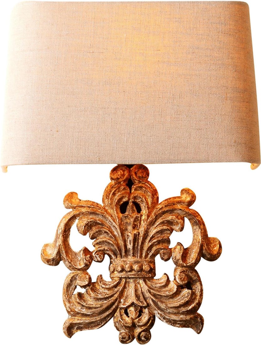 Terracotta Regal Fleur de Lis Wall Sconce French Country Style: Terracotta Regal Fleur de Lis Wall Sconce French Country Style Illuminate your space with this exquisite Regal French Fleur de Lis Wall Sconce, designed in a charming French Country style. Crafted wit
