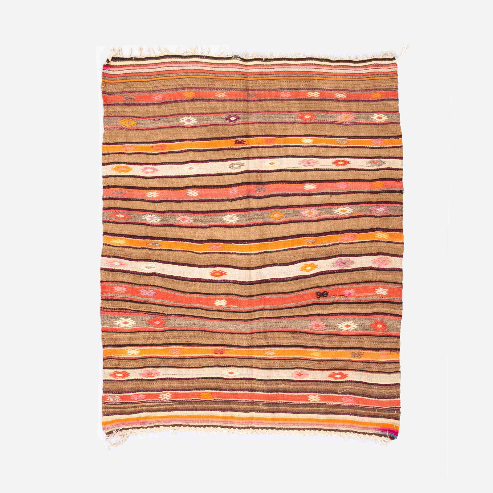 Handmade Anadol Wool Kilim 47.2 x 59.1 Inches: Handmade Anadol Wool Kilim 47.2 x 59.1 Inches Experience the beauty of this Authentic Handmade Anadol Wool On Wool Kilim, crafted with care and precision. This exquisite piece showcases the rich tradi