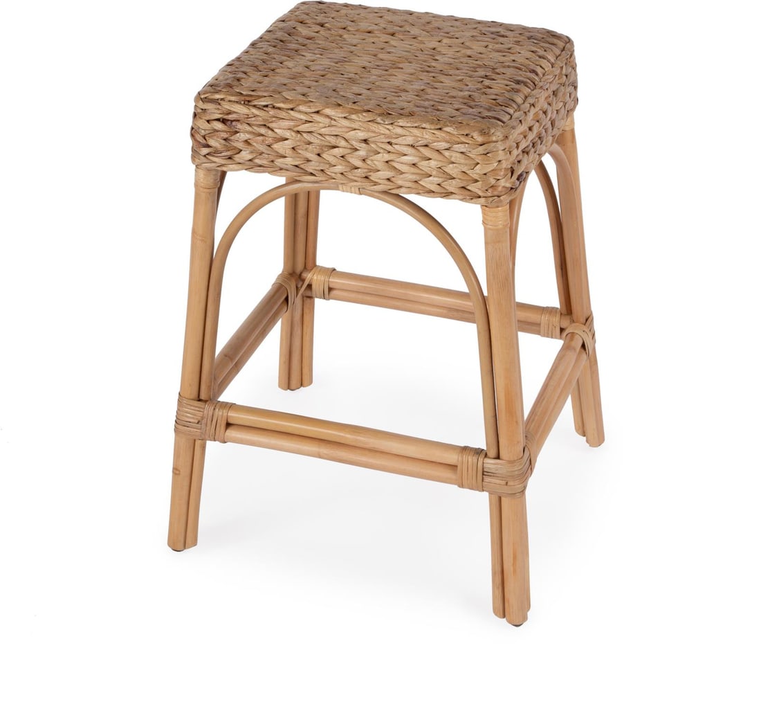Butler Transitional Rattan Counter Stool Natural Hyacinth Brown: Butler Transitional Rattan Counter Stool Natural Hyacinth Brown Elevate your kitchen or bar area with this stylish Transitional Rattan Counter Stool. Crafted from durable water hyacinth, this stool fe