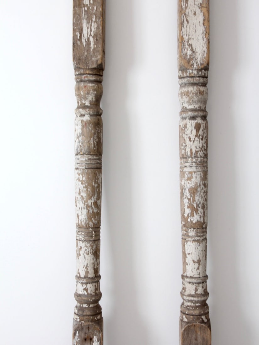 Pair of Antique Turned Wood Architectural Columns 83-91.5 Inches (1 of 14)