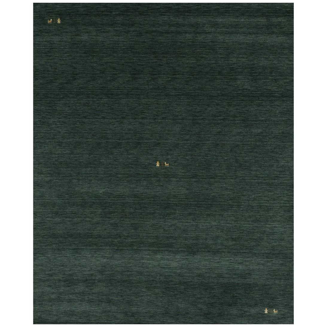 8'1 x 9'10 Wool Area Rug Handmade Modern Tribal Dark Green Design: 8'1 x 9'10 Wool Area Rug Handmade Modern Tribal Dark Green Design This is a dark green handmade Gabbeh area rug featuring a modern tribal design. Hand-loomed from wool, it is rectangular in shape and
