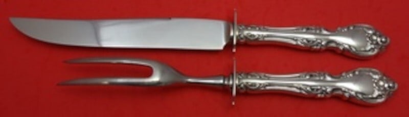 Gorham Melrose Sterling Silver Steak Carving Set 2-Piece Knife Fork: Gorham Melrose Sterling Silver Steak Carving Set 2-Piece Knife Fork This exquisite Melrose by Gorham Sterling Silver Steak Carving Set showcases a timeless design, perfect for your dining experience.