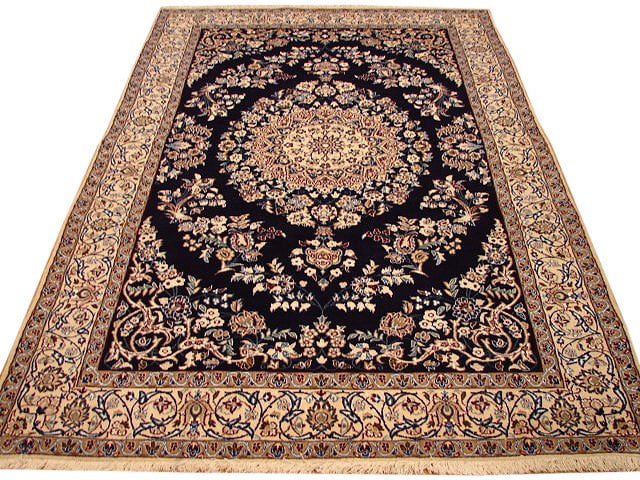 Habibian Signed La Nain Rug 5.4 x 8 Wool Silk Handmade Iran: Habibian Signed La Nain Rug 5.4 x 8 Wool Silk Handmade Iran Free continental US Shipping This handmade rug from Iran features fine quality craftsmanship by Habibian, crafted from wool and silk. The ru