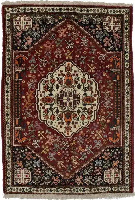 Hand-knotted Wool Tribal Area Rug 3'4 x 5' Geometric Foyer Accent Carpet: Hand-knotted Wool Tribal Area Rug 3'4 x 5' Geometric Foyer Accent Carpet This handmade wool oriental rug features a tribal geometric design with a modern flair. Crafted using a hand-knotted technique,
