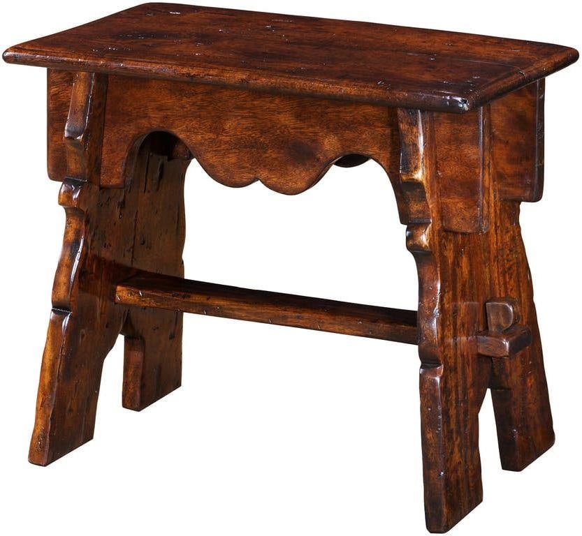 Theodore Alexander 17th Century Mahogany Stool Jacobean Design: Theodore Alexander 17th Century Mahogany Stool Jacobean Design This exquisite 17th Century Style Mahogany Stool is crafted in an antique-inspired design, featuring a beautiful antiqued finish. The sto